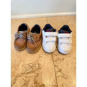 Ralph Lauren Navy Sneakers & Sperry Tan Leather Boat Shoes Size 6 Boys Bundle